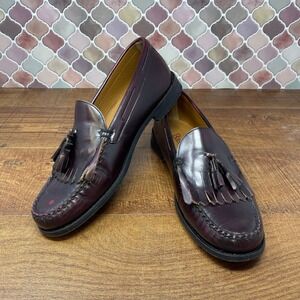 GH Bass Weejuns Stratton Leather Loafers - Kiltie‎ Tasseled - Burgundy - 9.5M